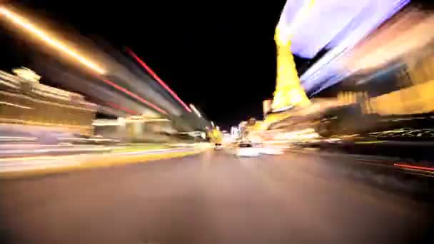 timelapse oogpunt van de straten 's nachts in las vegas - Video