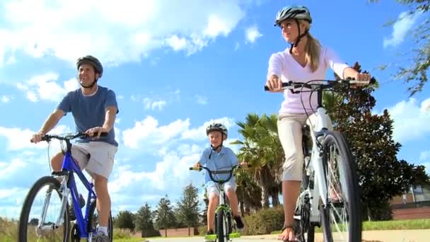 Caucasian Family Group Cycling Outdoors - Footage, Video