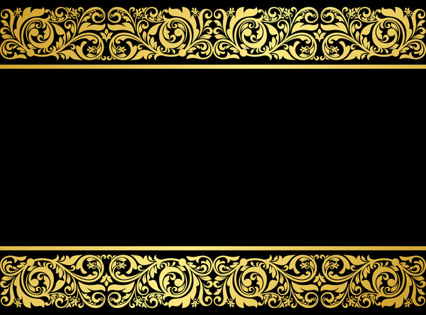 Floral border with gilded elements - Vector, Image