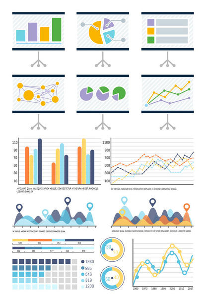 Infographics, Flowcharts Whiteboard Presentation - Wektor, obraz