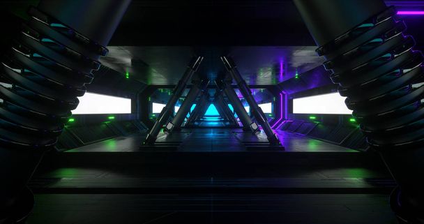 Scena sci-fi statek kosmiczny z kolumn triangle. - Zdjęcie, obraz