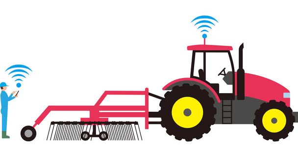 Agricultura inteligente. Trator agrícola automatizado
 - Vetor, Imagem