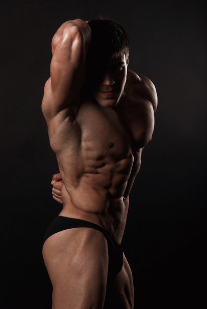 Poto of naked athlete with strong body - Photo, Image