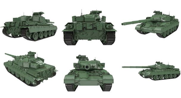 askeri Fransızca Amx 30b2 izole bir beyaz arka plan üzerinde tank. 3D çizim - Fotoğraf, Görsel