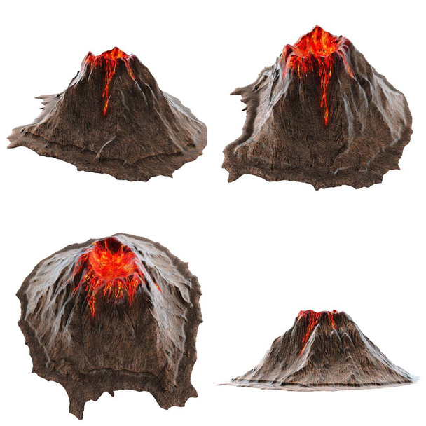Volcano lava without smoke on the isolatedbackground. 3d illustration - Photo, Image