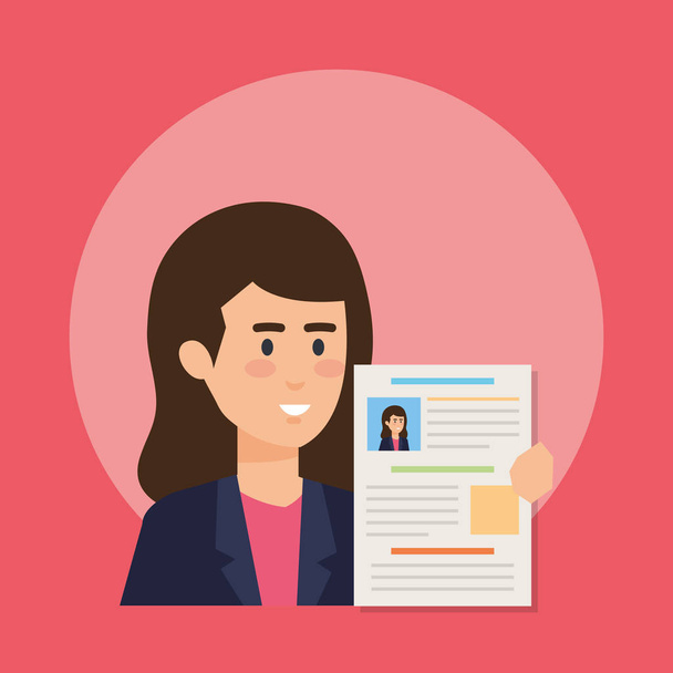 business woman with curriculum vitae - Vector, Image
