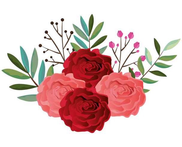 gyönyörű rosebush dekoráció ikon - Vektor, kép