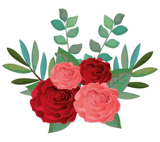 bella icona decorazione cespuglio di rose
 - Vettoriali, immagini