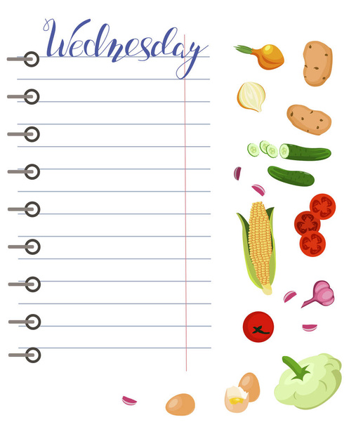 Щоденник їжі зі здоровою їжею
 - Вектор, зображення