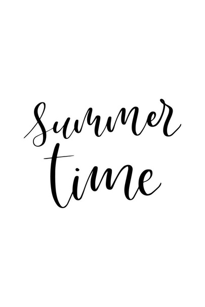 Hand drawn lettering. Ink illustration. Modern brush calligraphy. Isolated on white background. Summer time. - Vector, Image