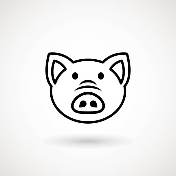 Pig line icon. logo Piglet face with smile in outline style. Icon of Cartoon pig head with smile. Chinese New Year 2019. Zodiac. Chinese traditional Design, decoration Vector illustration - Wektor, obraz