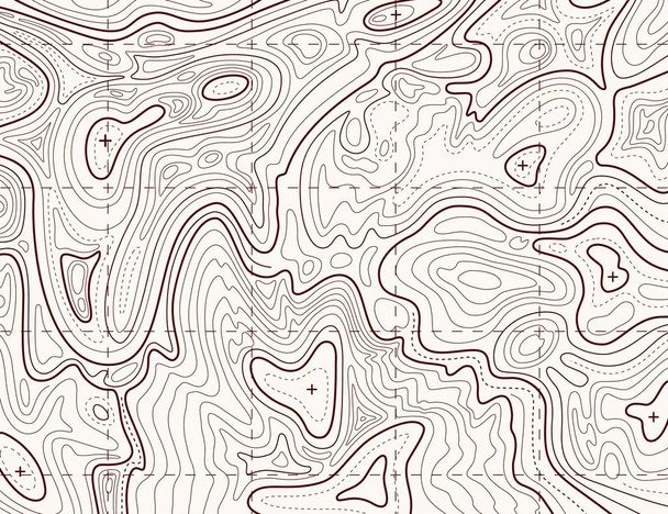Mapa topograficzna. Trail mapowania siatki, tekstura linii konturu terenu ulgę. Kartografia koncepcja - Wektor, obraz