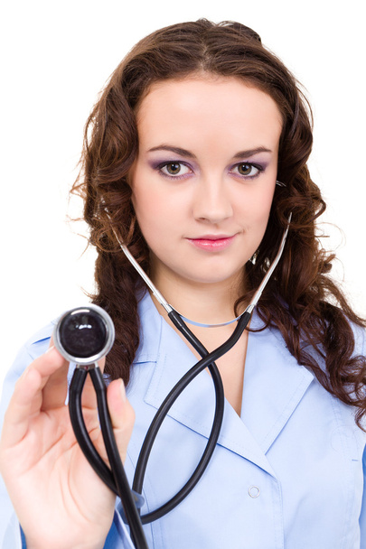 Female doctor with stethoscope isolated - Фото, зображення