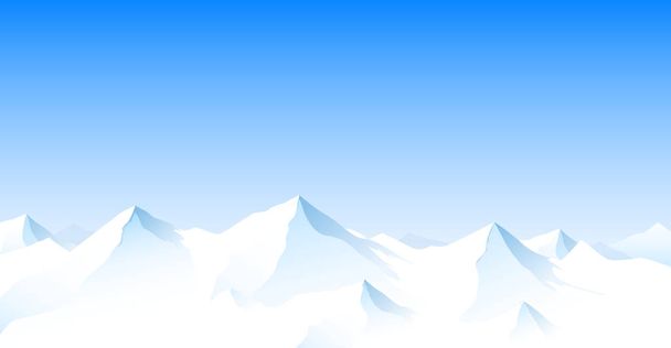 Χιονισμένες βουνοκορφές στον γαλάζιο ουρανό. Ορεινό τοπίο χιονιού. - Διάνυσμα, εικόνα