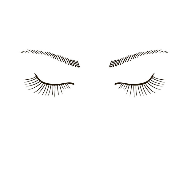 Olhos fechados com pestanas longas Logotipo da amostra para um salão de beleza, produtos de beleza
. - Vetor, Imagem