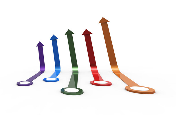 Colorful arrow. Growing business concept.3D rendering. - Фото, изображение