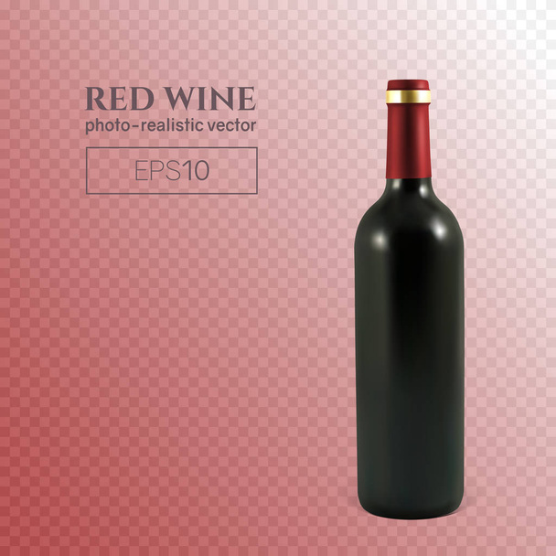 Bottiglia fotorealistica di vino rosso su sfondo trasparente
 - Vettoriali, immagini