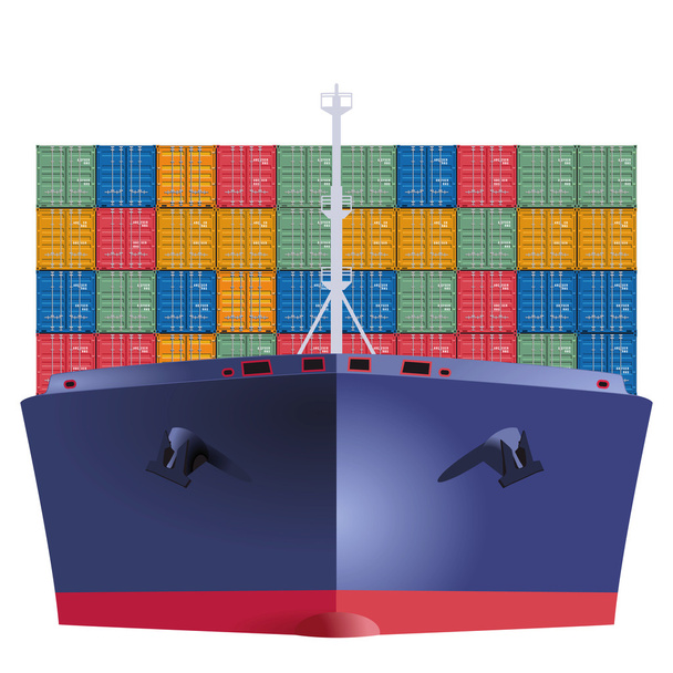 Containerschiff von vorne - Vektor, Bild