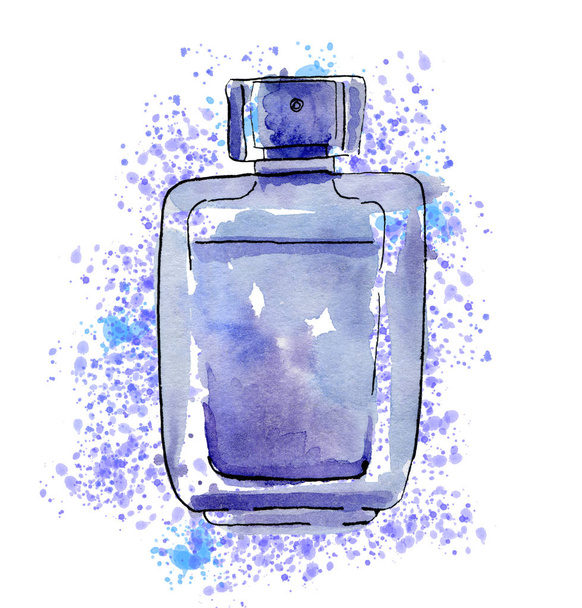 Pale blue perfume with drops - Photo, image