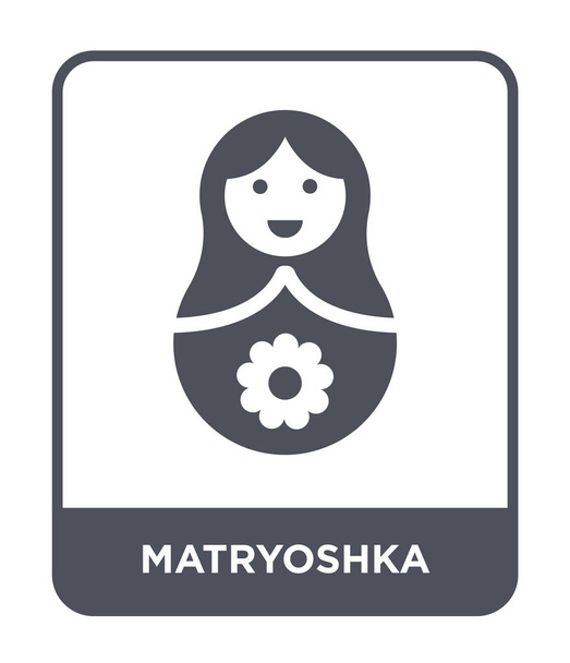 Matrjoschka-Ikone im trendigen Design-Stil. Matrjoschka-Symbol isoliert auf weißem Hintergrund. Matrjoschka Vektorsymbol einfaches und modernes flaches Symbol. - Vektor, Bild