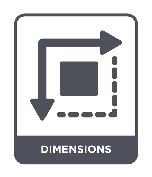 Dimensionen Symbol im trendigen Design-Stil. Abmessungen Symbol isoliert auf weißem Hintergrund. Dimensionen Vektorsymbol einfaches und modernes flaches Symbol. - Vektor, Bild