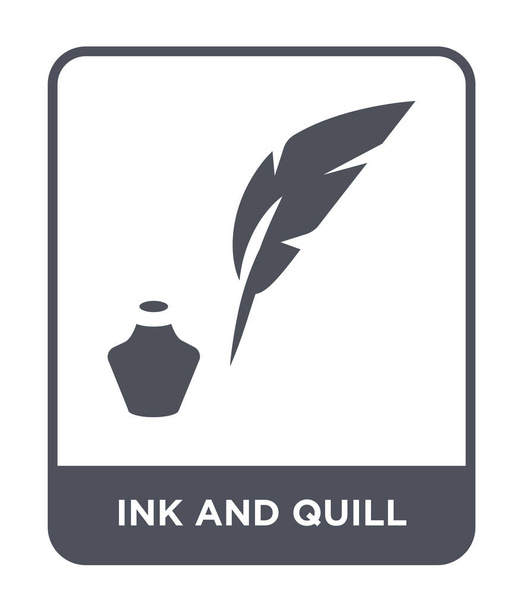 ink and quill icon in trendy design style. ink and quill icon isolated on white background. ink and quill vector icon simple and modern flat symbol. - Vector, Image