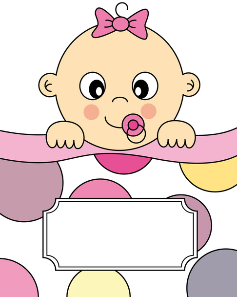 Baby girl arrival announcement card - Vector, Image
