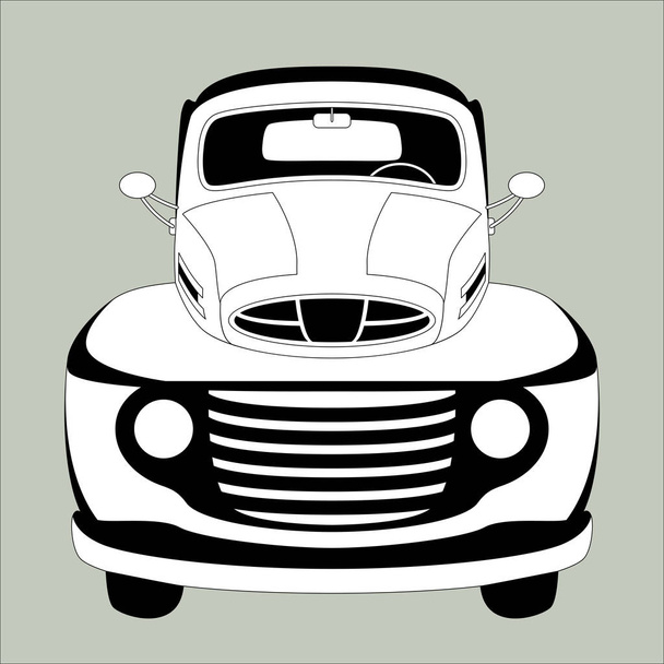 coche viejo de la vendimia, ilustración del vector, dibujo del forro, frente
  - Vector, Imagen