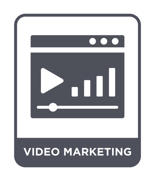 icono de marketing de vídeo en el estilo de diseño de moda. icono de marketing de vídeo aislado sobre fondo blanco. video marketing vector icono simple y moderno símbolo plano
. - Vector, Imagen
