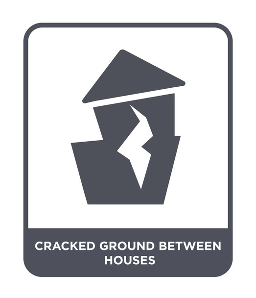 cracked ground between houses icon in trendy design style. cracked ground between houses icon isolated on white background. cracked ground between houses vector icon simple and modern flat symbol. - Vector, Image