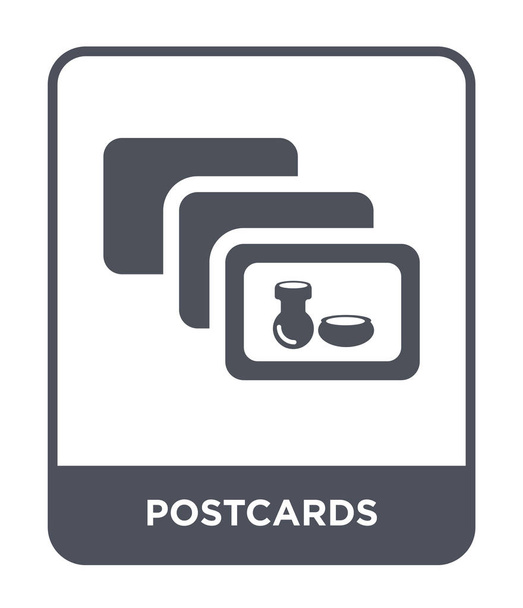 icône de cartes postales dans le style design à la mode. icône de cartes postales isolée sur fond blanc. carte postale icône vectorielle symbole plat simple et moderne
. - Vecteur, image