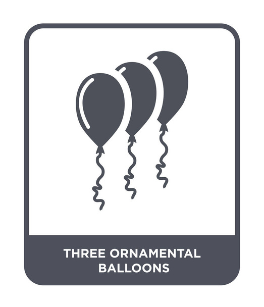 drei ornamentale Luftballons im trendigen Design-Stil. drei ornamentale Luftballons auf weißem Hintergrund. drei Zierluftballons Vektorsymbol einfache und moderne flache Symbol. - Vektor, Bild
