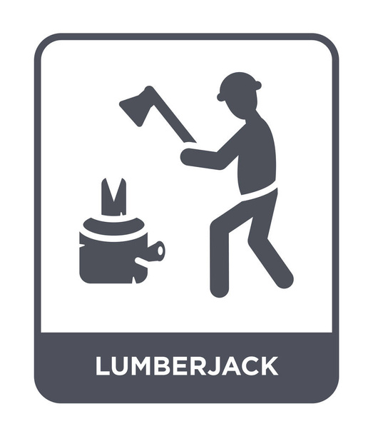 ícone de lenhador em estilo de design moderno. ícone lenhador isolado no fundo branco. ícone vetor lumberjack simples e moderno símbolo plano
. - Vetor, Imagem