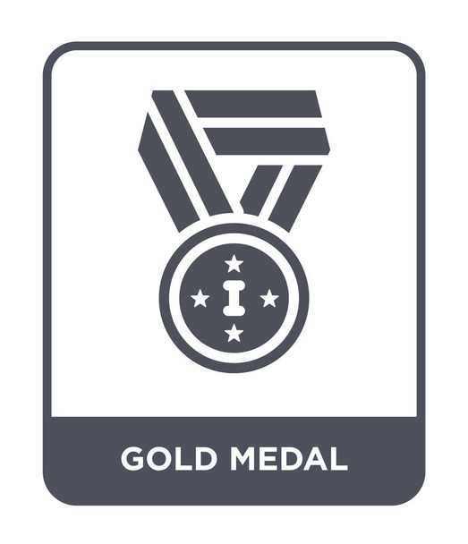 ícone de medalha de ouro no estilo de design moderno. ícone medalha de ouro isolado no fundo branco. medalha de ouro ícone vetor simples e moderno símbolo plano
. - Vetor, Imagem