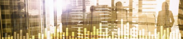 Business and finance graph on blurred background. Trading, investment and economics concept. Website header banner - Photo, Image