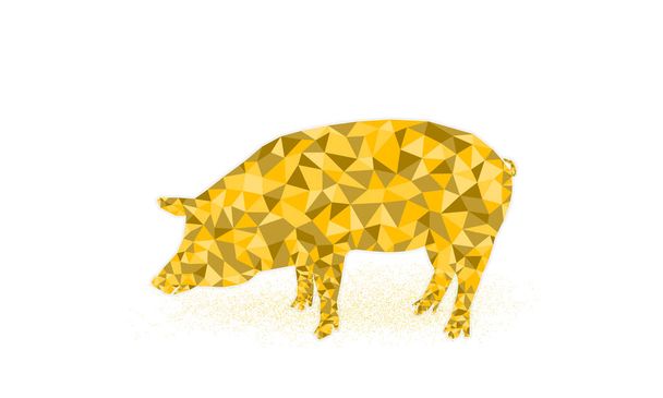 Ilustración de vectores de cerdo dorado, símbolo de 2019, diseño de poli bajo icono de cerdo
 - Vector, imagen