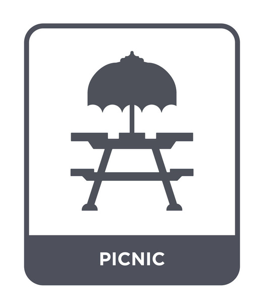 modaya uygun bir tasarım stilinde piknik simgesi. Beyaz arka plan üzerinde izole piknik simgesi. piknik vektör simgesi basit ve modern düz sembolü. - Vektör, Görsel