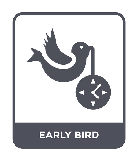 Early Bird Ikone im trendigen Design-Stil. Frühaufsteher-Symbol isoliert auf weißem Hintergrund. Early-Bird-Vektorsymbol einfaches und modernes flaches Symbol. - Vektor, Bild