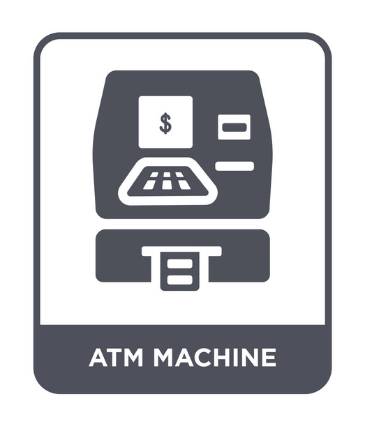 ATM maszyna ikona w modny styl. ATM maszyna ikona na białym tle. ATM maszyna ikona proste i nowoczesne mieszkanie symbol wektor. - Wektor, obraz