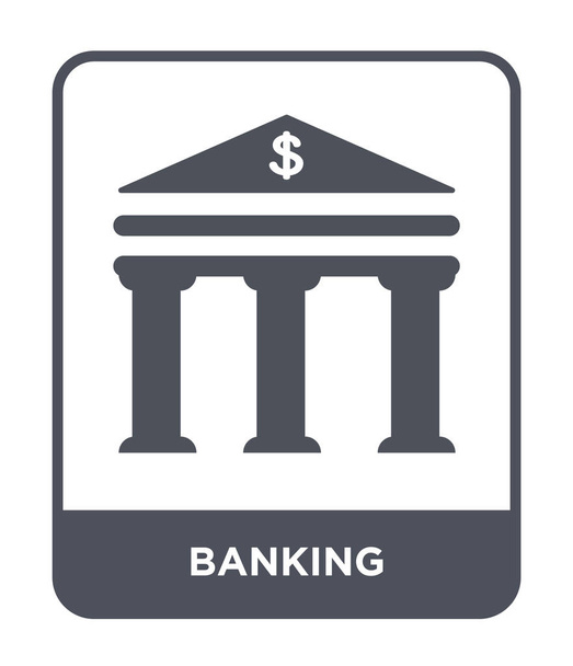 icono de la banca en estilo de diseño de moda. icono de la banca aislado sobre fondo blanco. vector bancario icono simple y moderno símbolo plano
. - Vector, Imagen