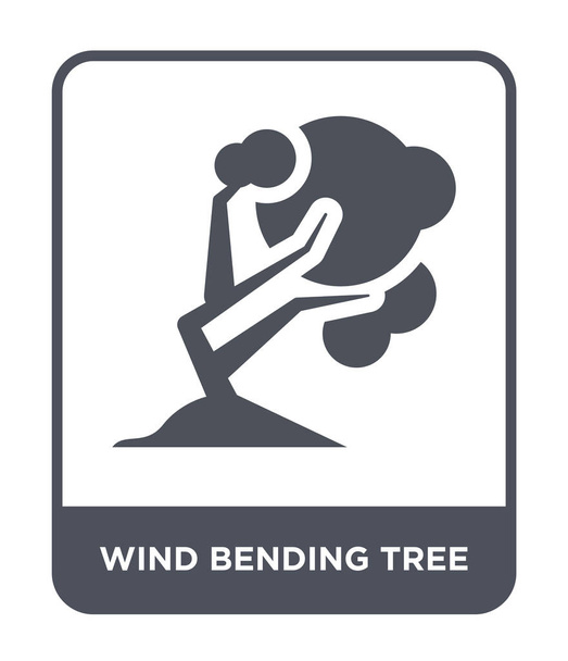 Wind buigen boom pictogram in trendy stijl. Wind buigen boom pictogram geïsoleerd op een witte achtergrond. Wind buigen boom vector pictogram eenvoudige en moderne platte symbool. - Vector, afbeelding