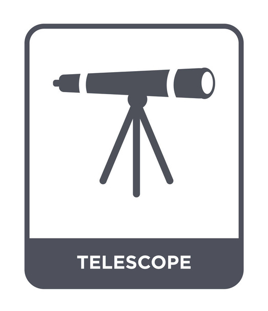 ícone do telescópio em estilo de design moderno. ícone do telescópio isolado no fundo branco. ícone de vetor de telescópio símbolo plano simples e moderno
. - Vetor, Imagem