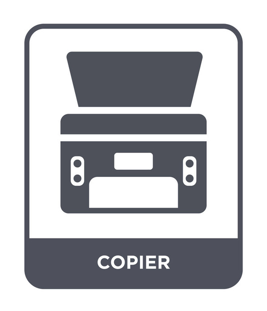 icona della fotocopiatrice in stile di design alla moda. icona copiatrice isolata su sfondo bianco. copiatrice icona vettoriale semplice e moderno simbolo piatto
. - Vettoriali, immagini