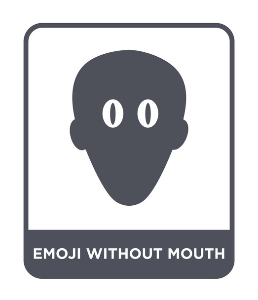 Emoji ohne Mundsymbol im trendigen Design-Stil. Emoji ohne Mundsymbol isoliert auf weißem Hintergrund. Emoji ohne Mundvektorsymbol einfaches und modernes flaches Symbol. - Vektor, Bild