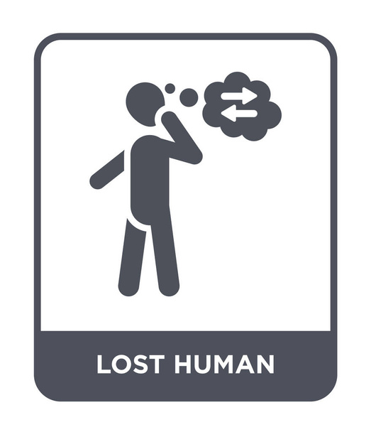 ícone humano perdido no estilo de design moderno. ícone humano perdido isolado no fundo branco. ícone vetor humano perdido símbolo plano simples e moderno
. - Vetor, Imagem