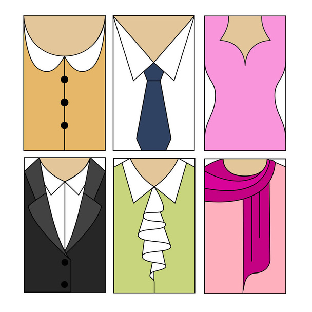 conjunto de iconos con una representación esquemática de un código de vestimenta
 - Vector, imagen