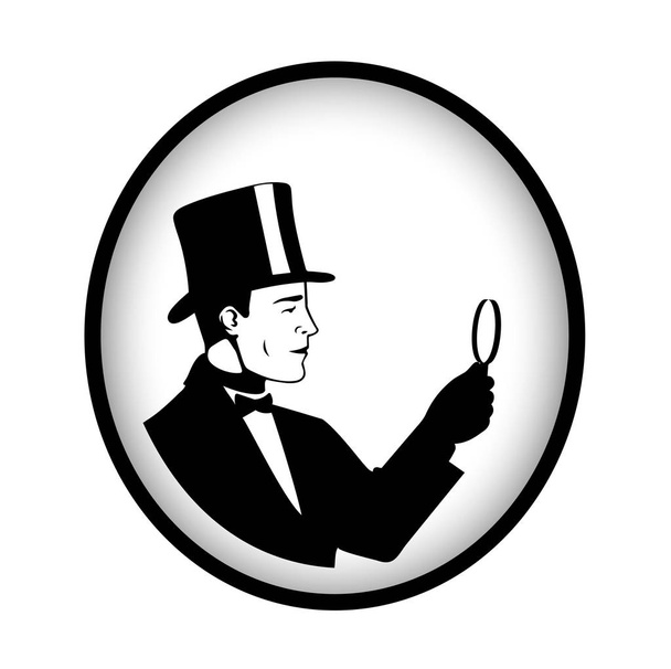 Icon of the detective with a magnifying glass. - Vecteur, image