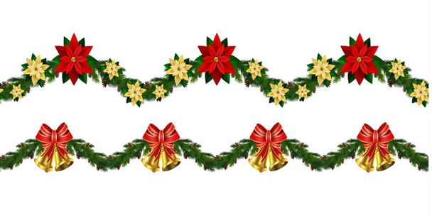 Kerstmis horizontale naadloze achtergrond - Vector, afbeelding