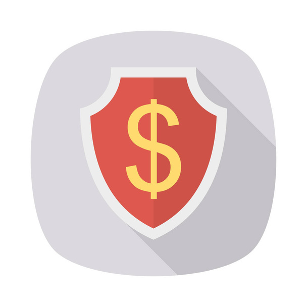 dollar symbol on shield flat style icon, vector illustration  - ベクター画像