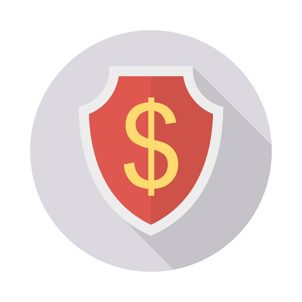 dollar symbol on shield flat style icon, vector illustration  - Вектор, зображення